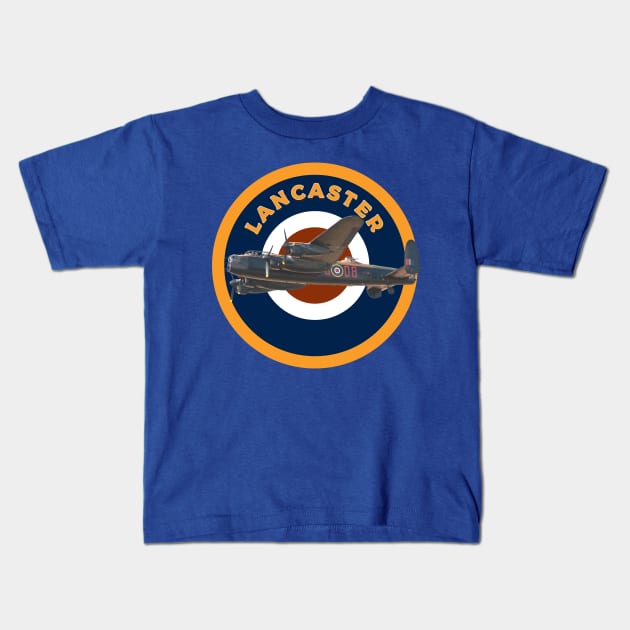 Lancaster Bomber in RAF Roundel Kids T-Shirt by AJ techDesigns